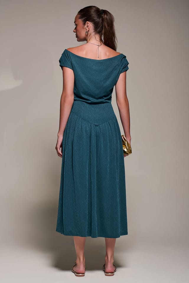 Jolie Moi Jolie Moi Women's Asymmetric Neckline Midaxi Dress in Teal - 2