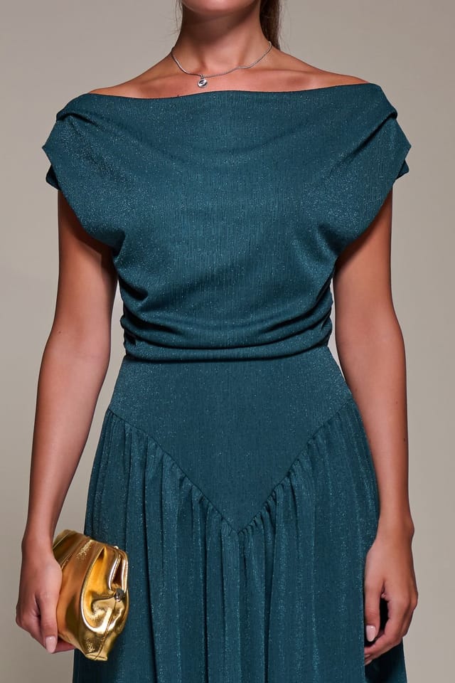 Jolie Moi Jolie Moi Women's Asymmetric Neckline Midaxi Dress in Teal - 3