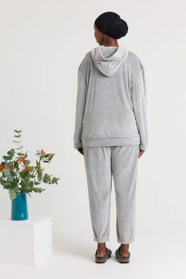 Pretty You London Pretty You London Women's Velour Hoody Jogger Set in Grey - 3