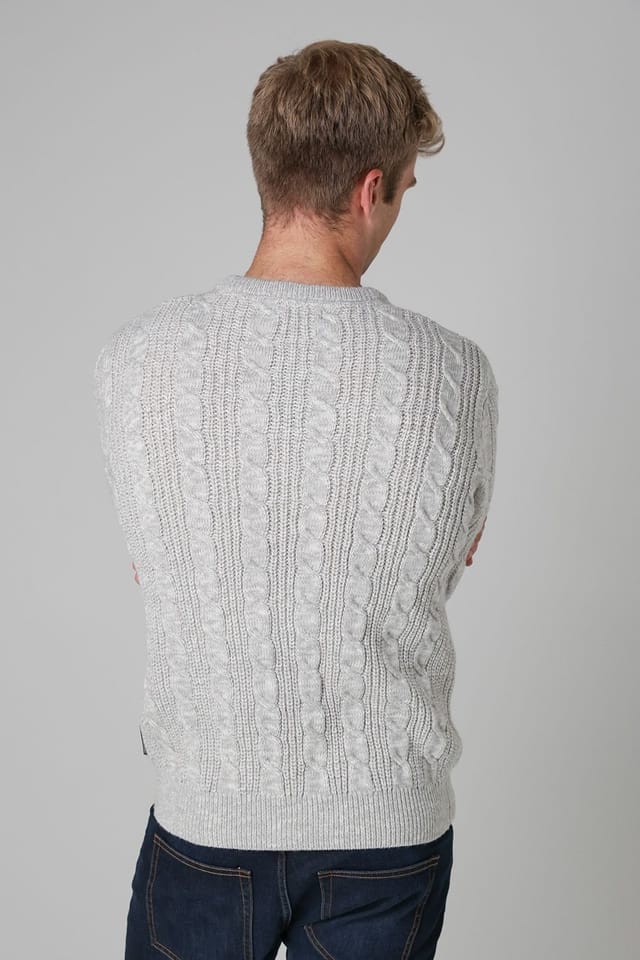 French Connection French Connection Men's Cable Knit Crew Neck Jumper in Ecru - 2