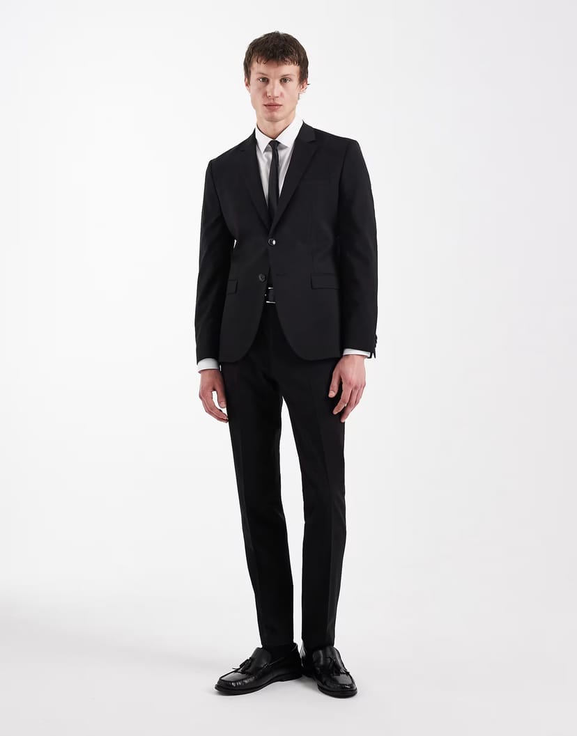ASOS Hugo Red Arti hesten co-ord slim fit suit trousers in black - 1