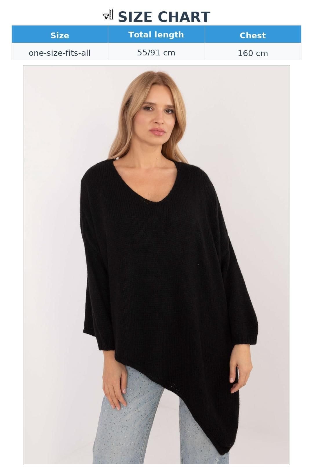 Love Lace Love Lace Women's Jumper Asymmetrical Heart Neck Sweater in Black - 4