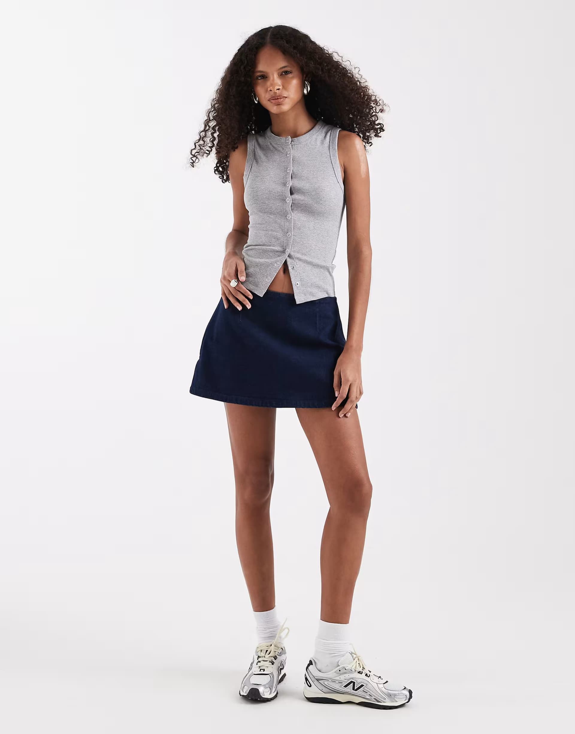 ASOS ASOS DESIGN denim mini skirt skort in rich rinse
