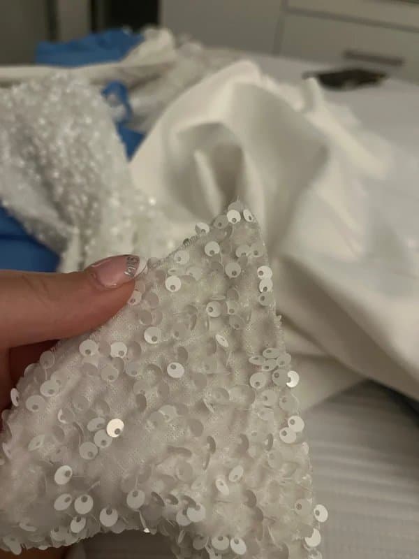 ASOS ASOS luxe  one shoulder asymmetric white sequin dress