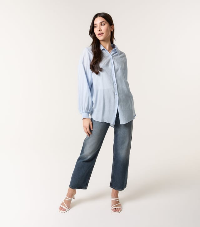 Blue Vanilla Women's Light Blue Gem Stud Embellished Shirt Blue Vanilla New Look - 2