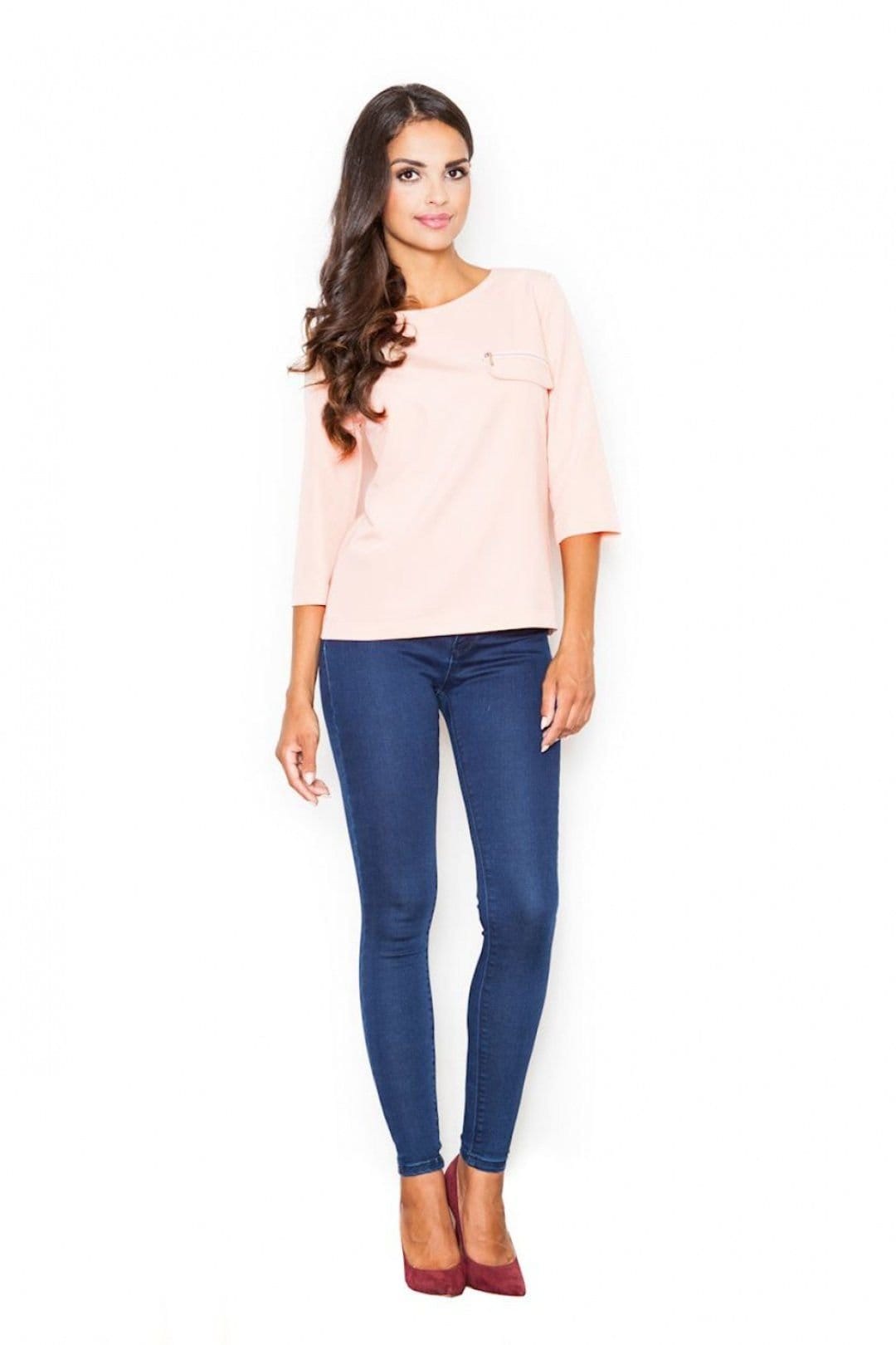 Love Lace Love Lace Women's Loose Fit Boat Neck Blouse With Zipper Pocket Style 111530 in Pink - 4
