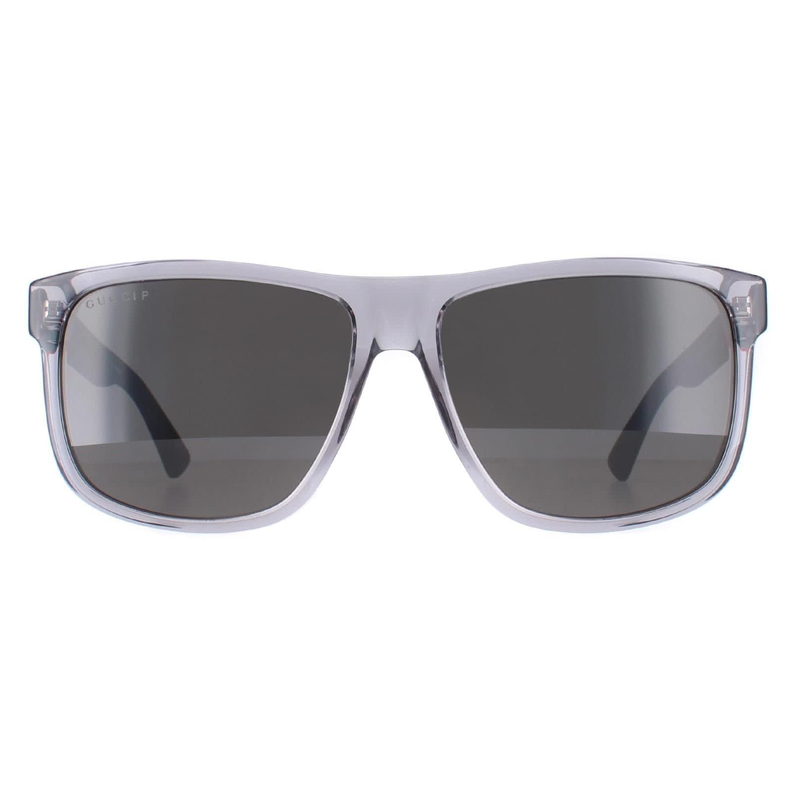 Gucci Gucci Men's Rectangle Transparent Grey & Black Grey Polarized GG0010S