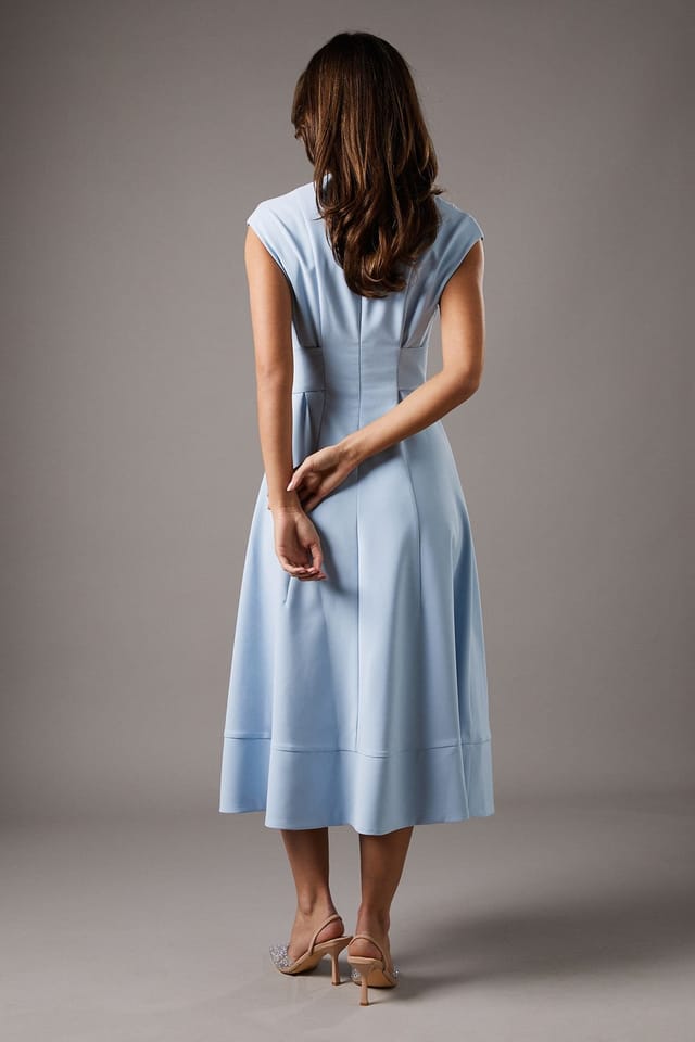 Coast Coast Women's Belted Crepe Dress in Pale Blue - 3