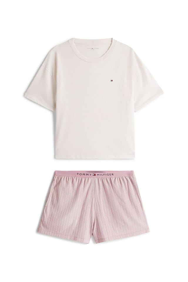 Tommy Hilfiger Tommy Hilfiger Women's Essentials Sleep Short Sleeve Pyjama Short Set Ivory Orchid - 3