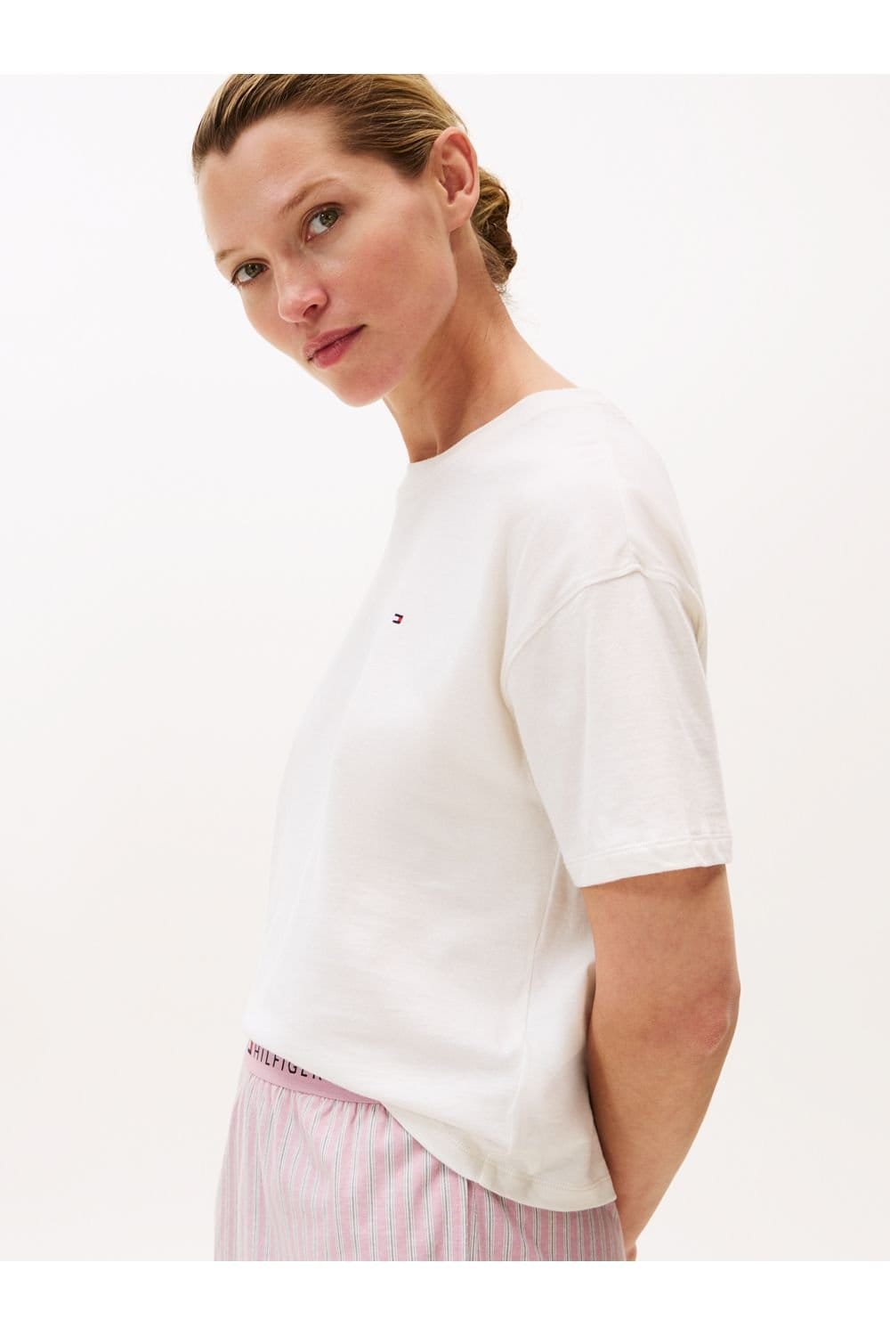 Tommy Hilfiger Tommy Hilfiger Women's Essentials Sleep Short Sleeve Pyjama Short Set Ivory Orchid - 4
