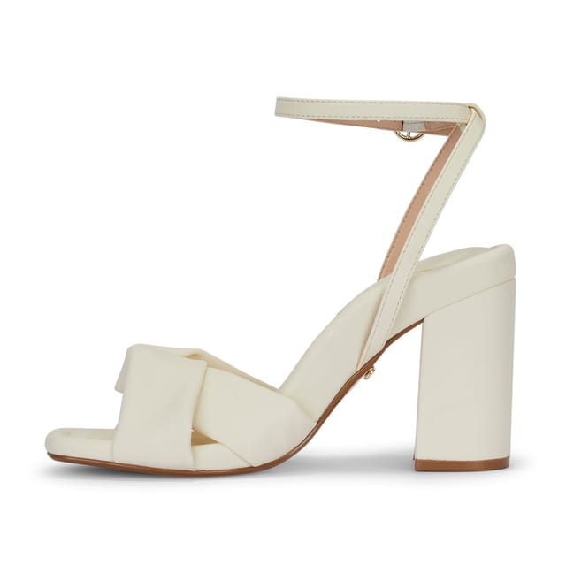 MALOW LONDON MALOW LONDON Women's Molly Heeled Sandals Buckle Strap PU Open Toe Block Heel Shoes in Off-White - 2
