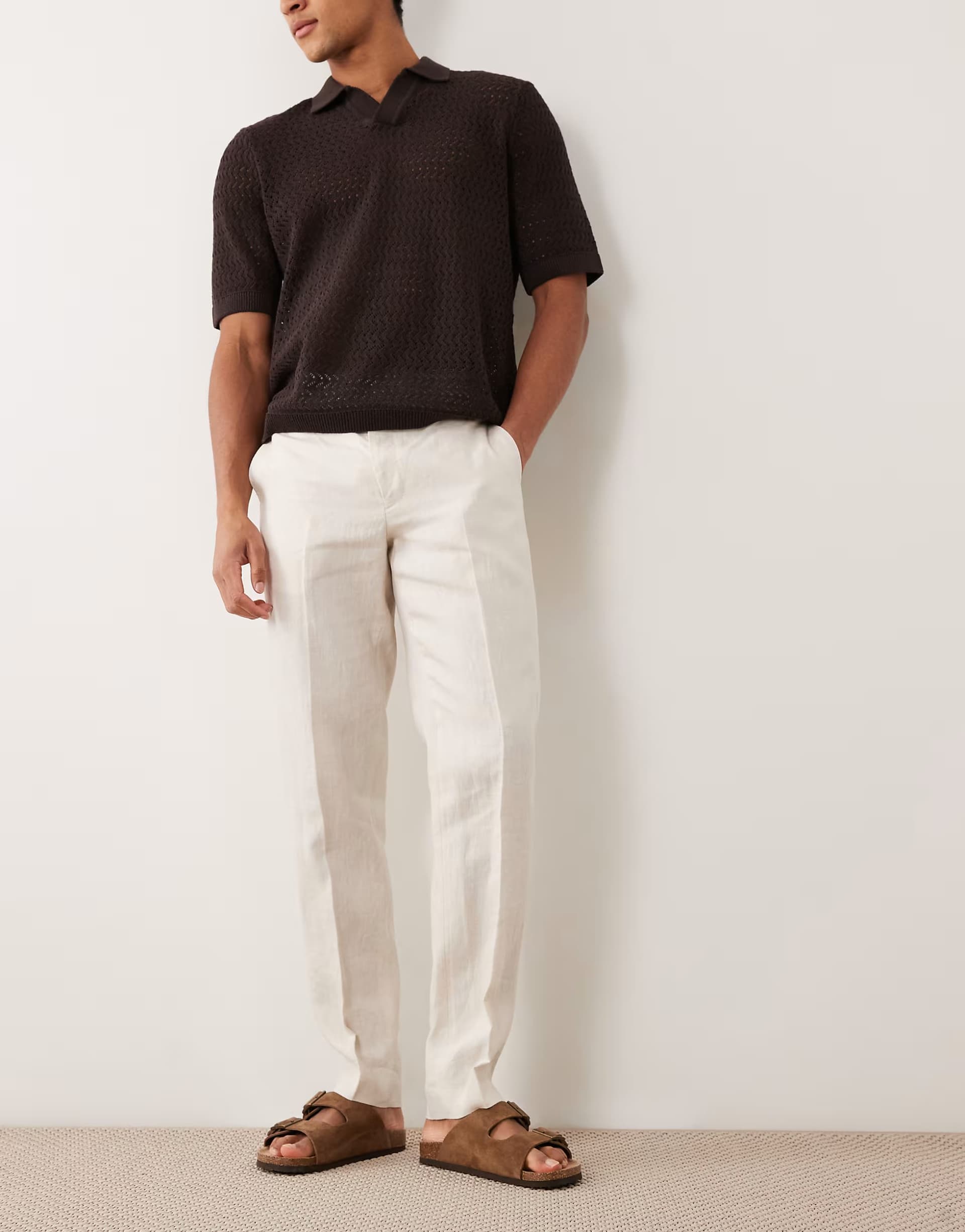 ASOS Mango Amalfi 100% linen slim fit suit trouser co-ord in ecru