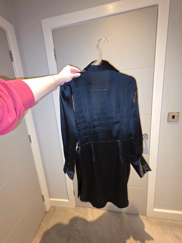 Topshop Black Satin Wrap Dress with Tie Detail