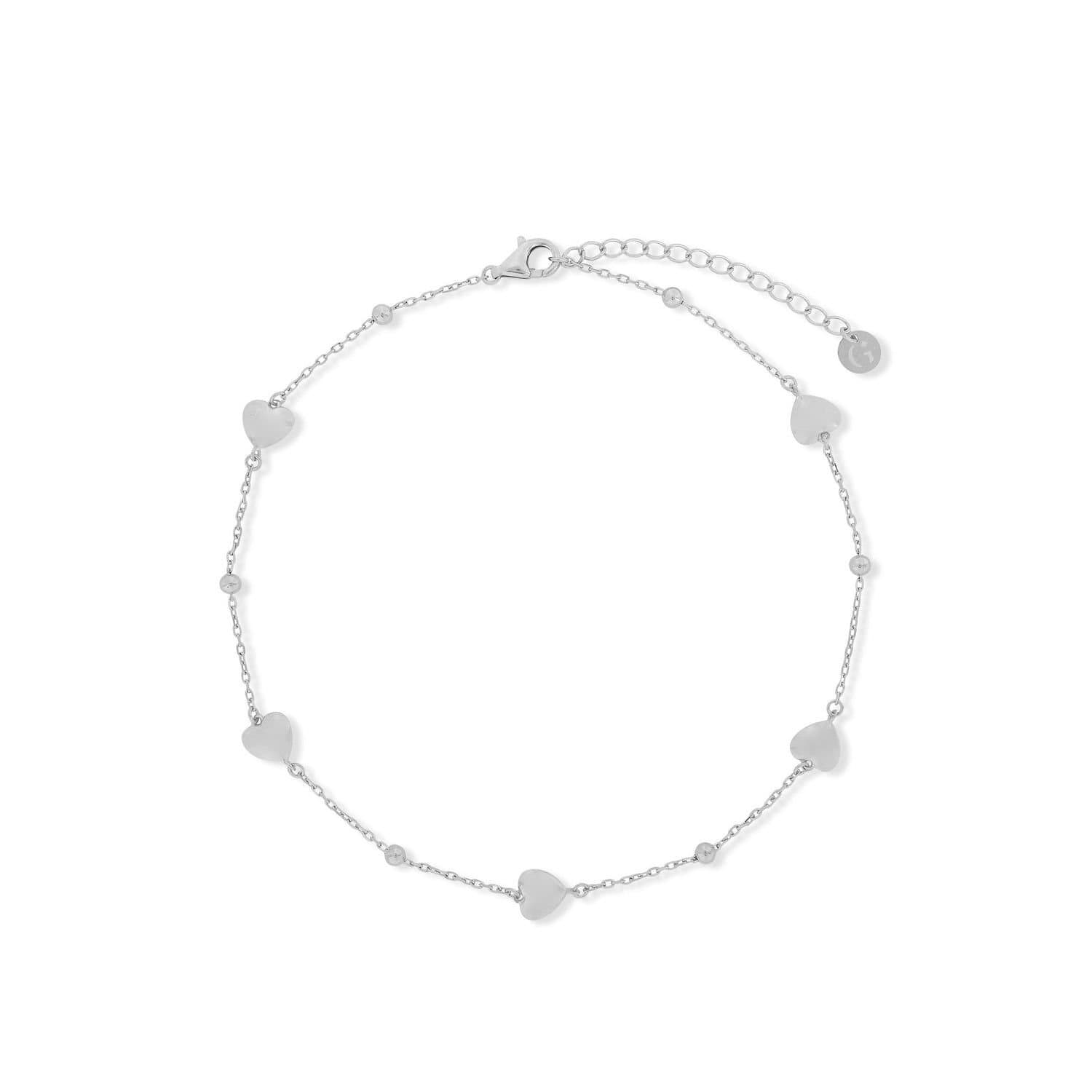 Gold Trip Gold Trip Women's Hearts Satellite Anklet in Silver
