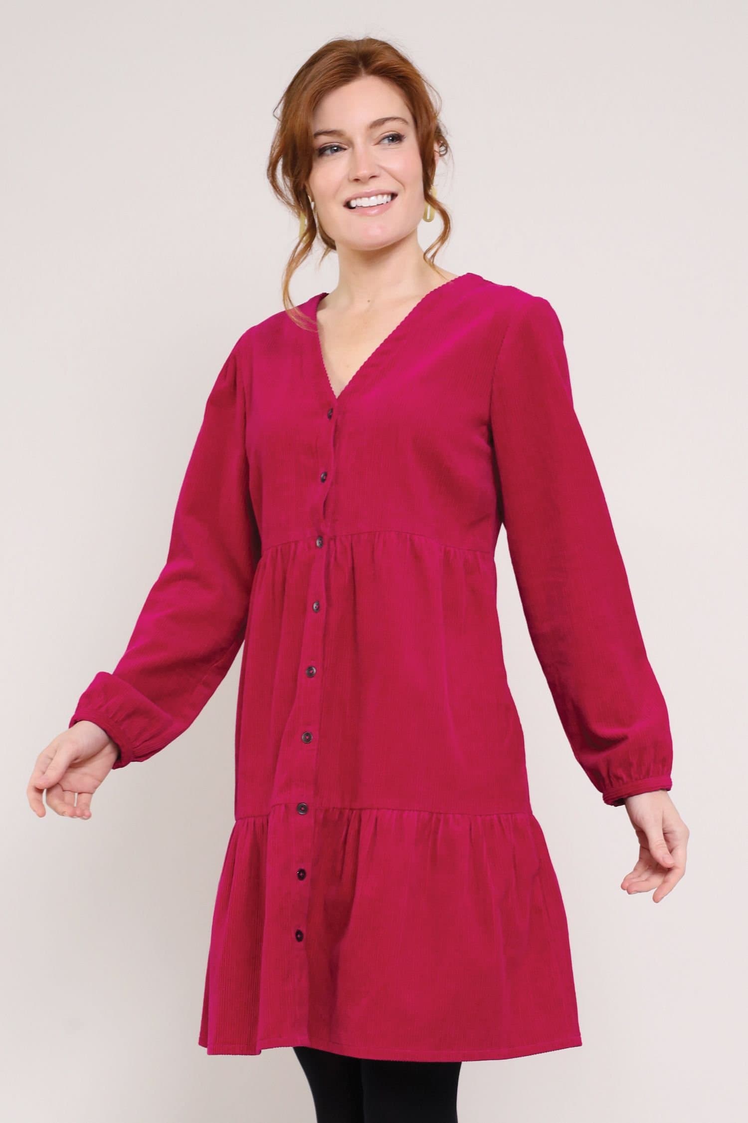 Nomads Clothing Nomads Clothing Women's Cotton Chunky Cord Tiered Tunic Dress in Crimson