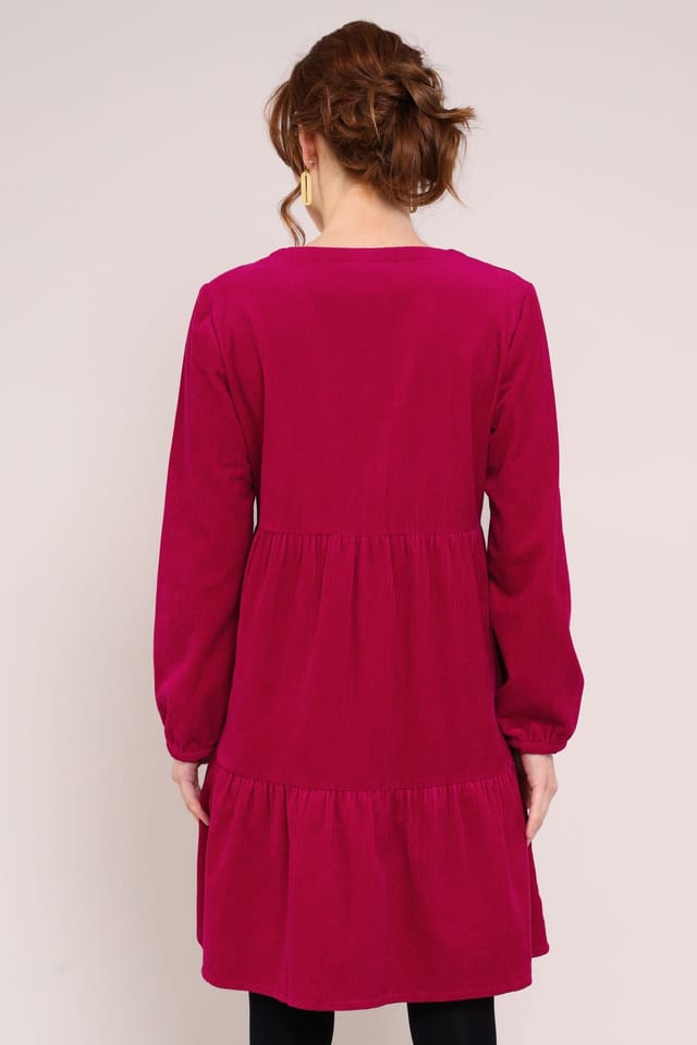 Nomads Clothing Nomads Clothing Women's Cotton Chunky Cord Tiered Tunic Dress in Crimson - 2