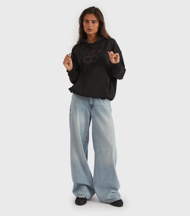 Skinnydip Women's Black Rhinestone Cherry Hoodie Skinnydip New Look - 2