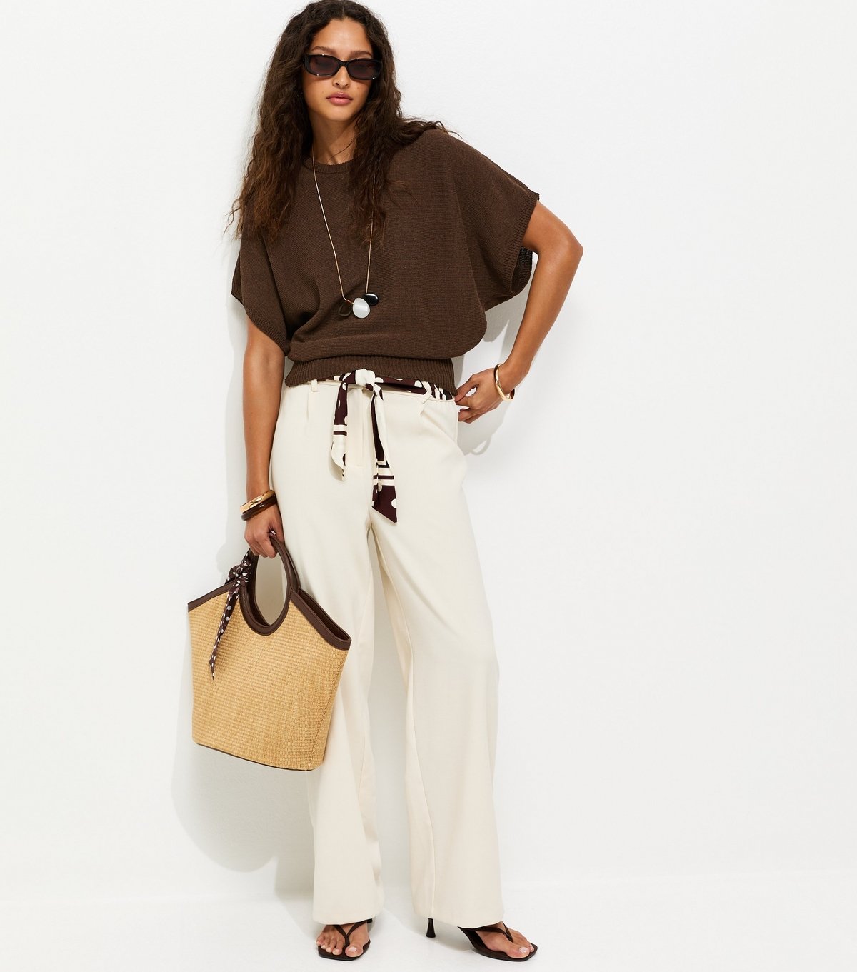 New Look Women's Brown Batwing Sleeve Short Sleeve Jumper New Look - 4