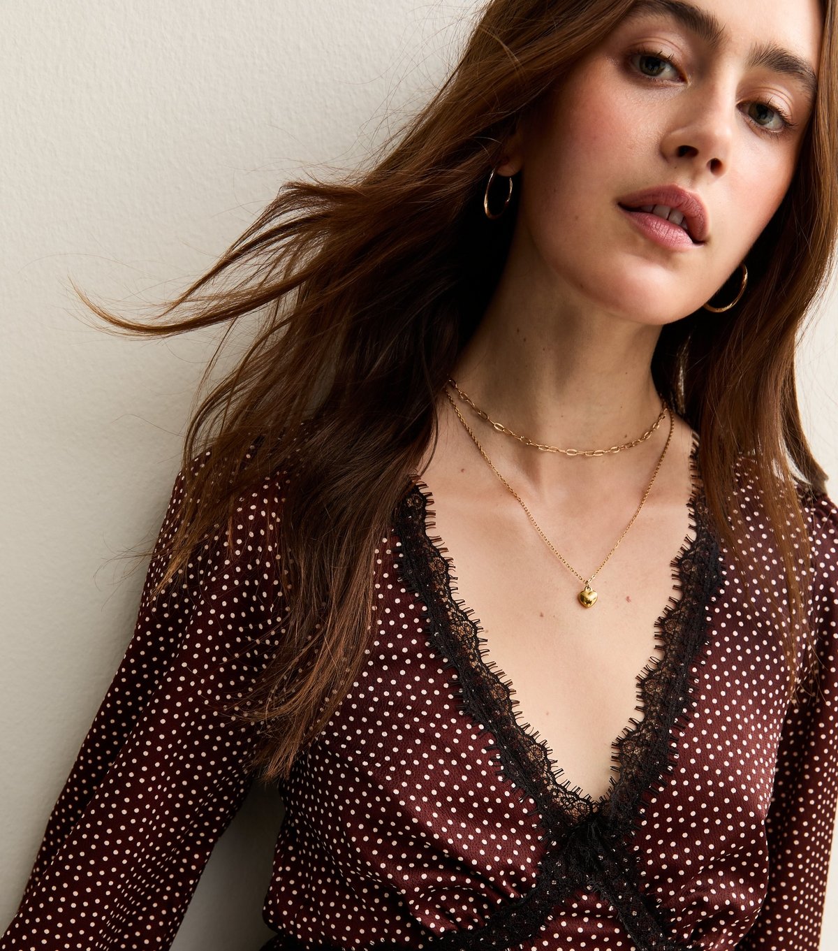 New Look Women's Purple Spotty Lace Trim Mini Dress New Look - 3