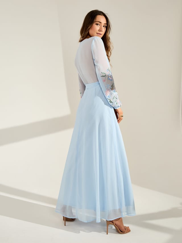 GWD by GEORGE W. DAVIES GWD by GEORGE W. DAVIES Women's GWD Reena Wrap-Style embroidered Blue Maxi Dress - 3