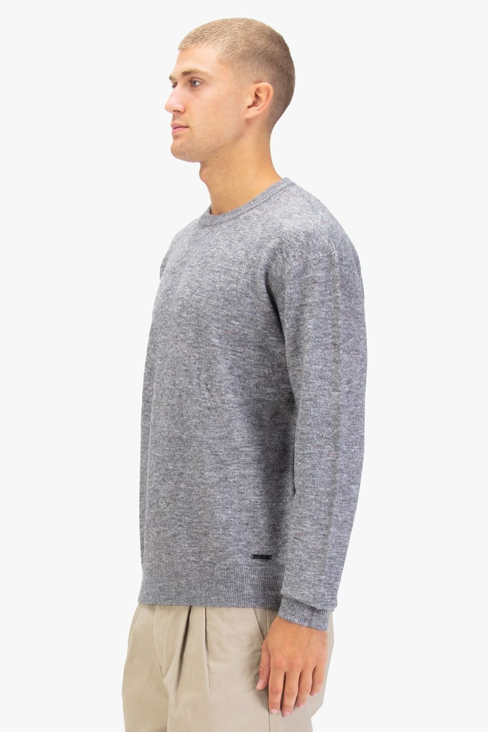 Luke 1977 Luke 1977 Men's Salcombe Crew Knitted Jumper in Mid Grey - 3