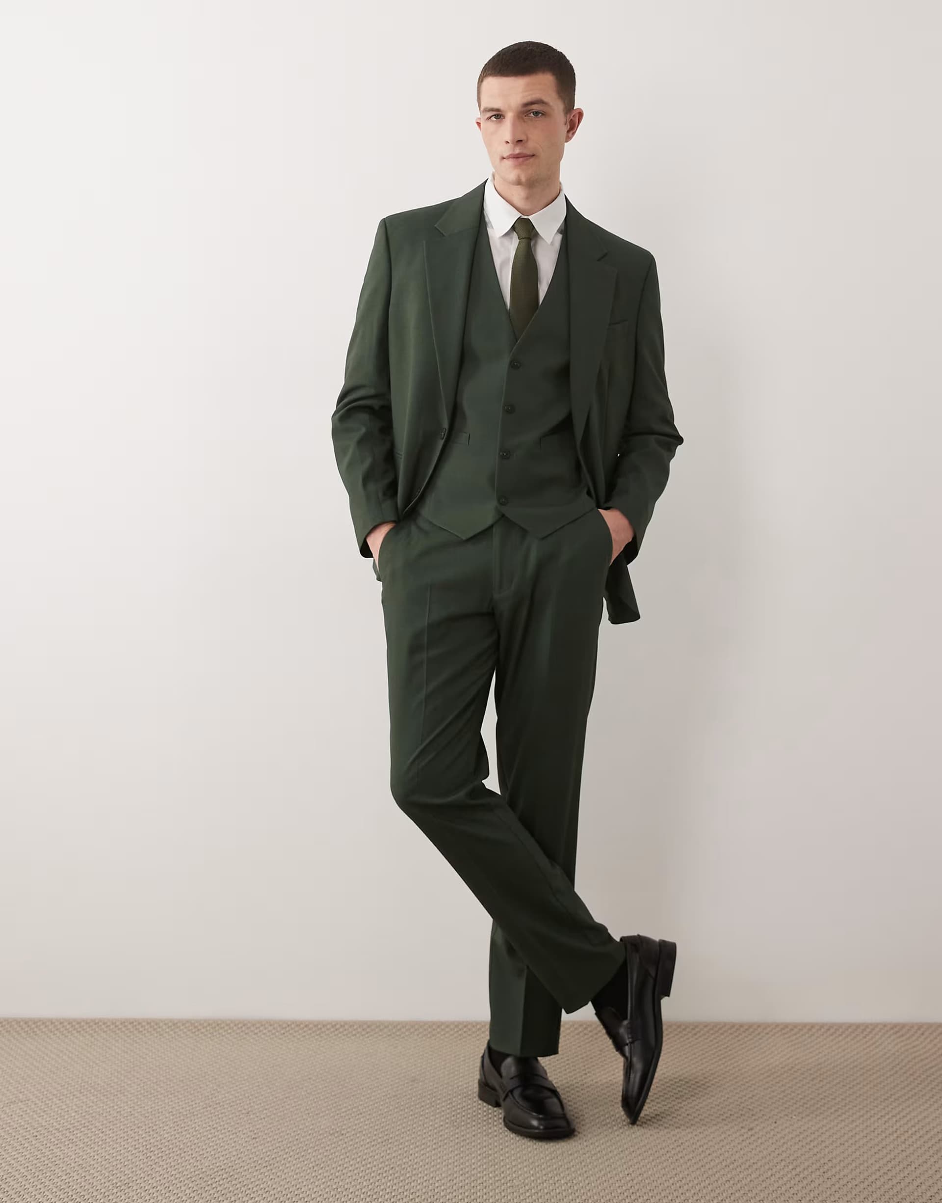 ASOS ASOS DESIGN slim suit trousers in dark green