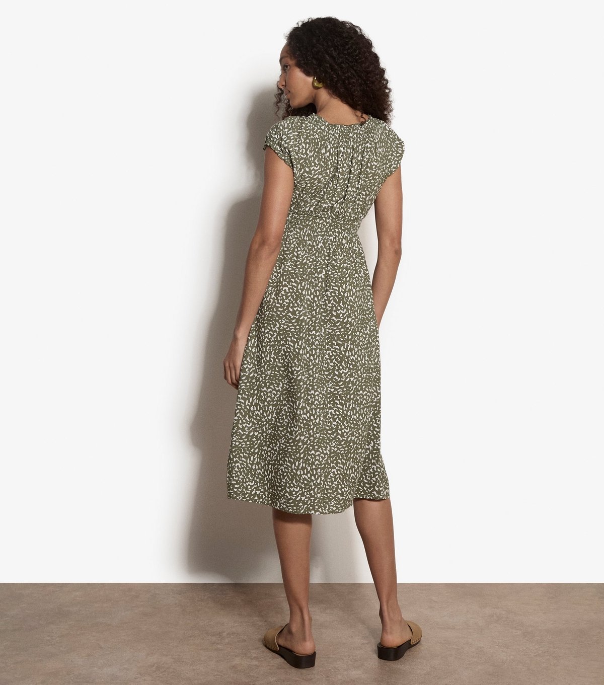 Apricot Women's Khaki Brush Dot Milkmaid Dress Apricot New Look - 3