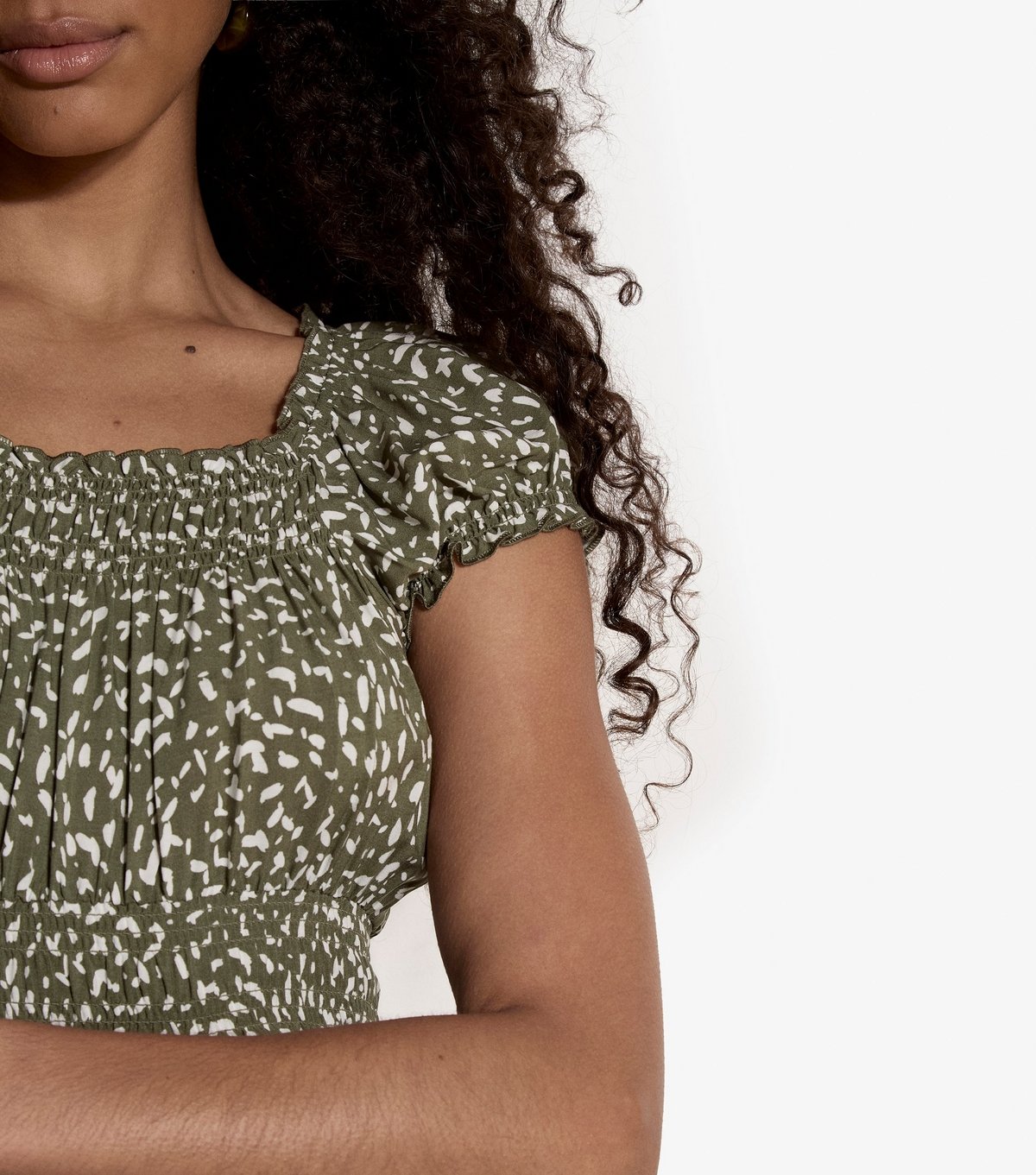 Apricot Women's Khaki Brush Dot Milkmaid Dress Apricot New Look - 4