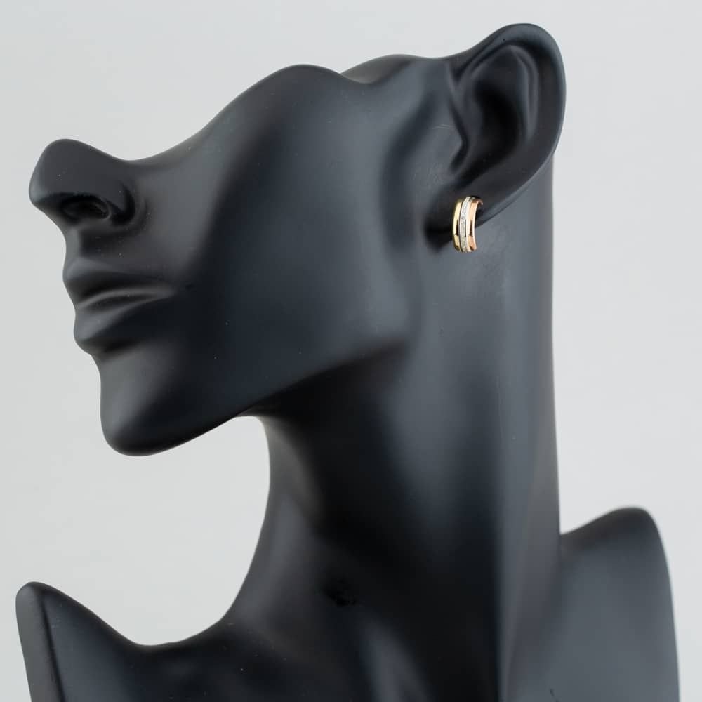 T.H.Baker T.H.Baker Women's 9ct Three Colour Gold Half-Hoop Earrings 3.58.7519 - 2