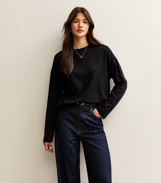 New Look Women's Premium Black Cotton Long Sleeve T-Shirt New Look - 2