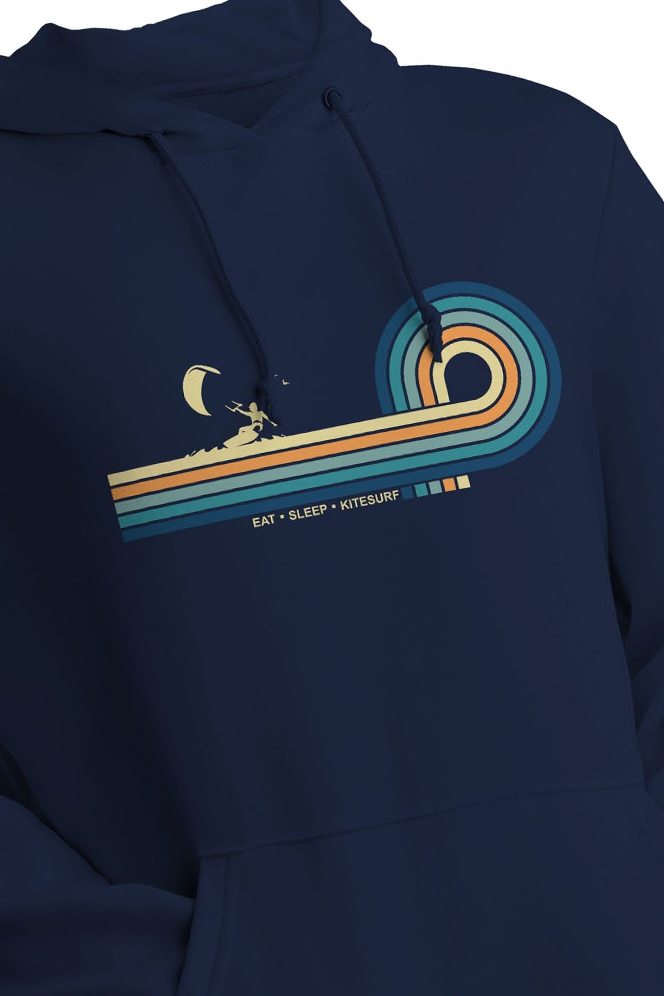 Bad Zebedee Bad Zebedee Men's Retro Lines Kitesurf Hoodie in Navy - 2