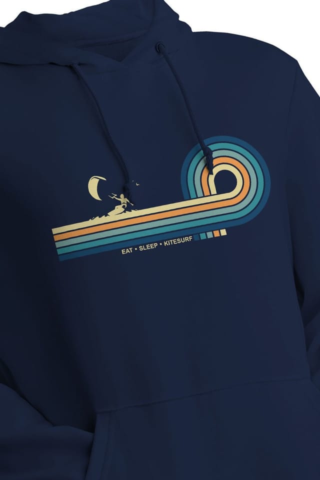 Bad Zebedee Bad Zebedee Men's Retro Lines Kitesurf Hoodie in Navy - 2