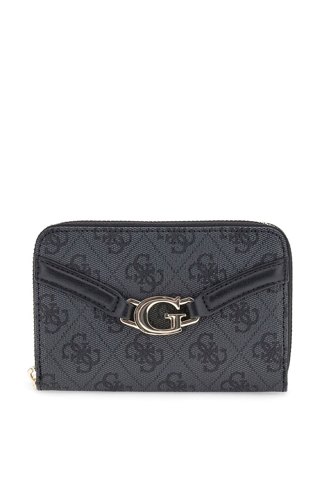Guess Guess Women's Dea Slg Medium Zip Around Purse Coal Logo in Charcoal