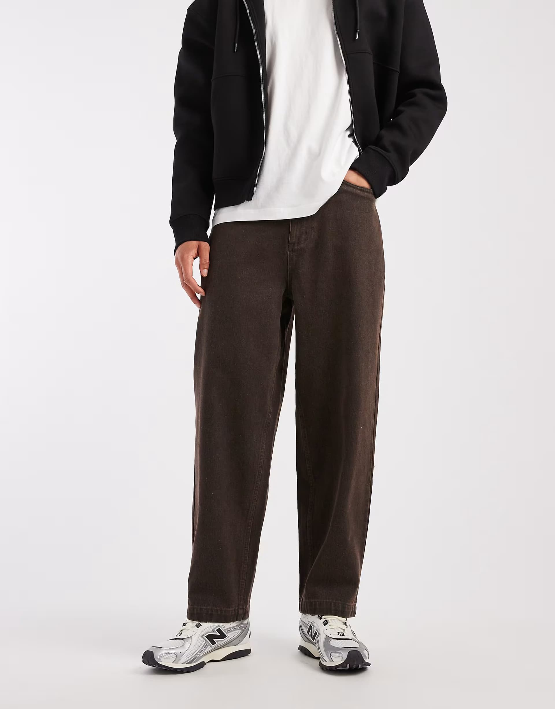 ASOS Santa Cruz railroad loose fit canvas trousers in coffee brown