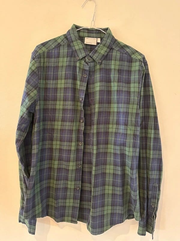 ASOS Green & Navy Checked Long-Sleeve Shirt