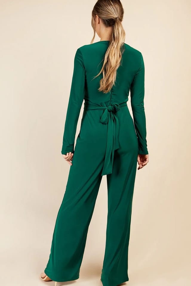 Little Mistress Little Mistress Women's Green Crossover Detail Jumpsuit - 2