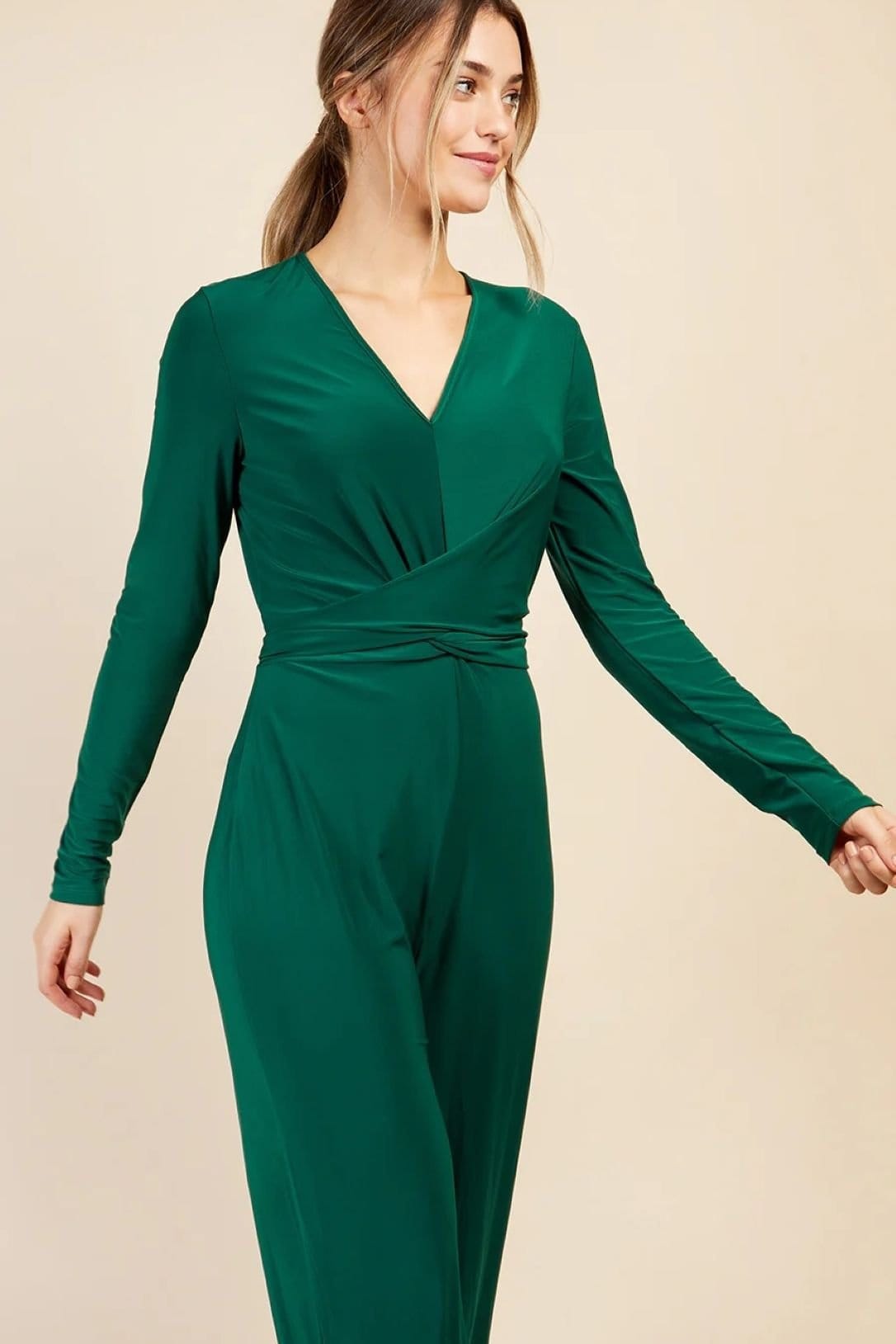 Little Mistress Little Mistress Women's Green Crossover Detail Jumpsuit - 4