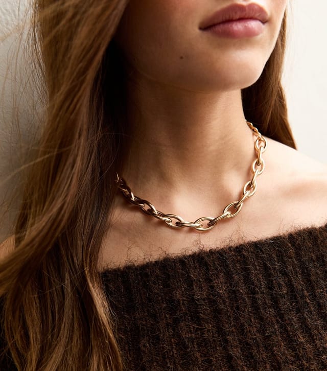 New Look Gold Tone Chunky Oval Link Chain Necklace New Look - 2
