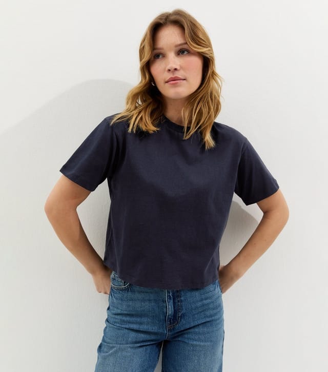 New Look Women's Navy Cotton Boxy T-Shirt New Look - 2