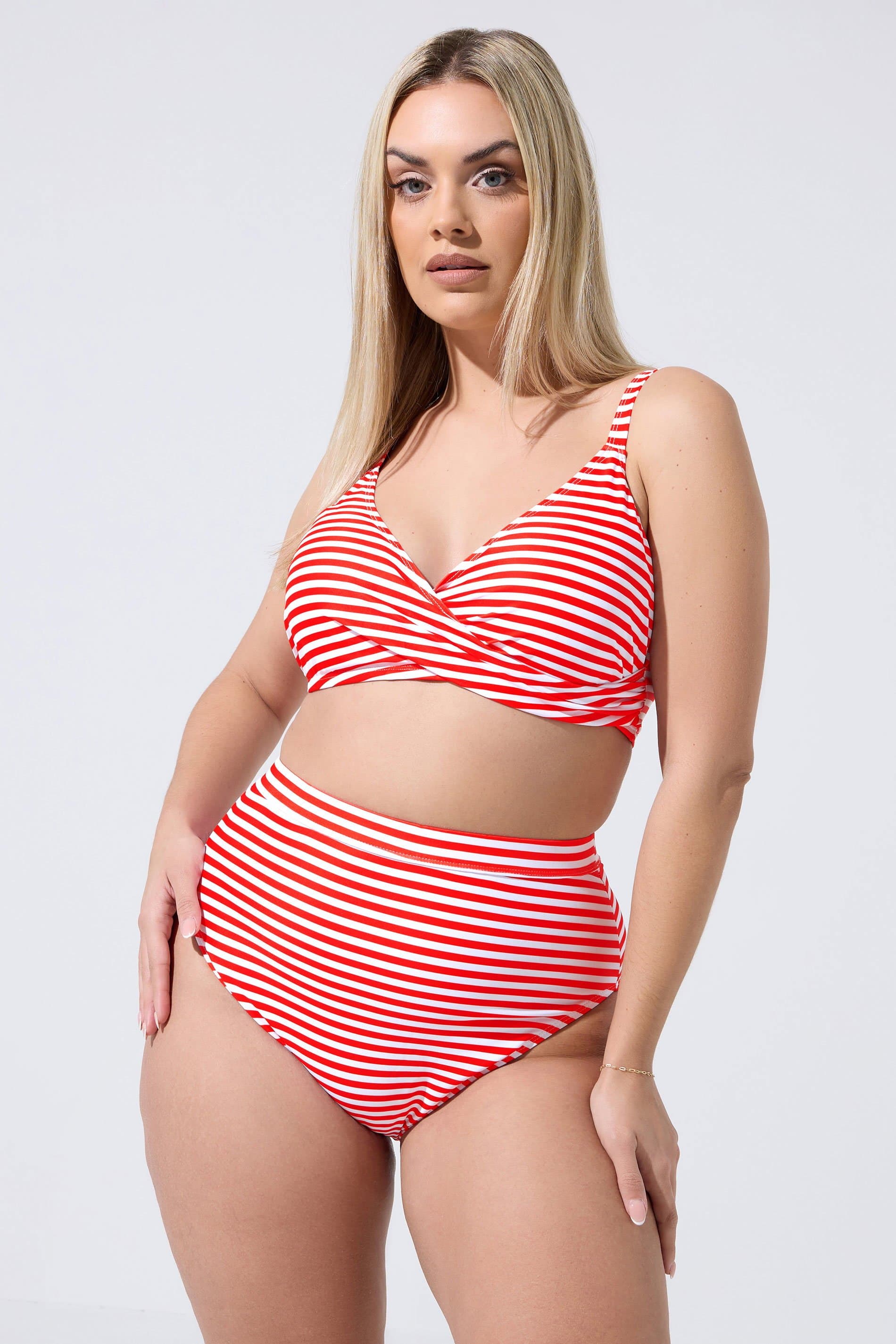 Limited Collection Plus Size Red Stripe Bikini Briefs