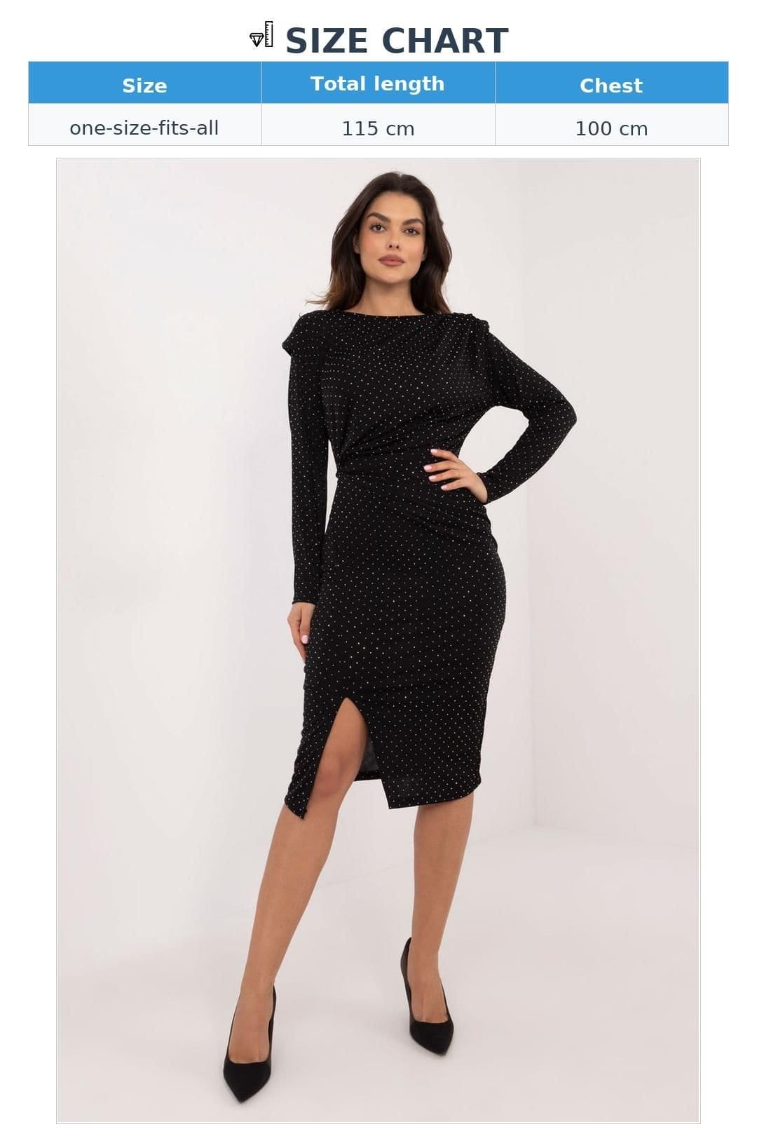 Love Lace Love Lace Women's Evening Midi Fitted Dress with Jet Beads in Black - 4