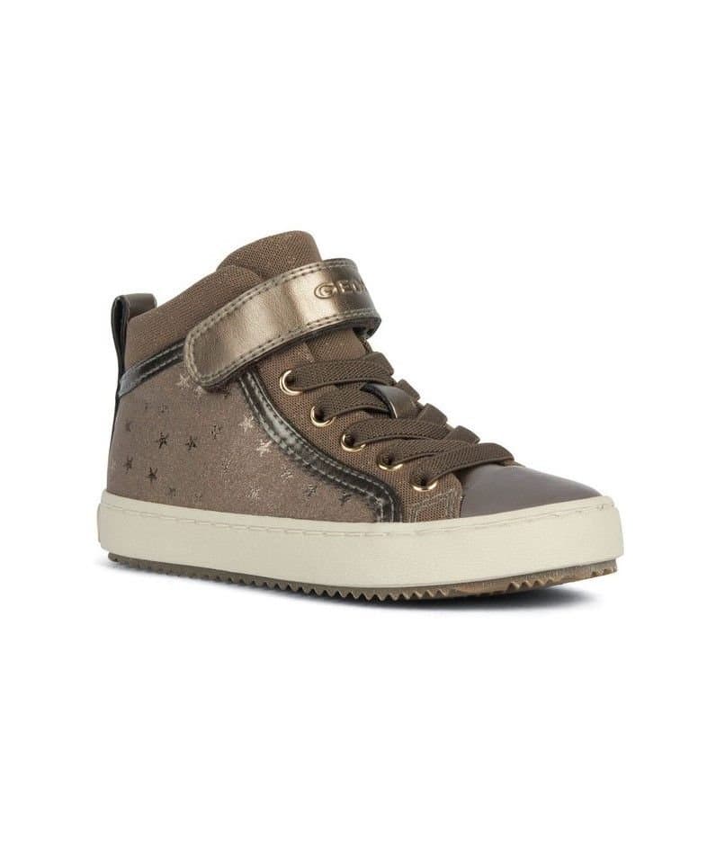 Geox Geox Dark Grey Suede/Pearl High-Top Sneakers for Girls