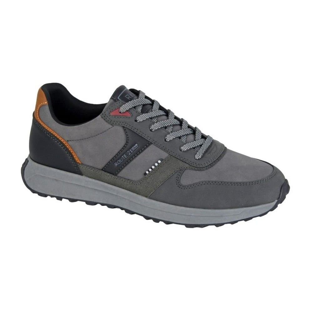R21 R21 Men's Grey PU Trainers with Textile Lining