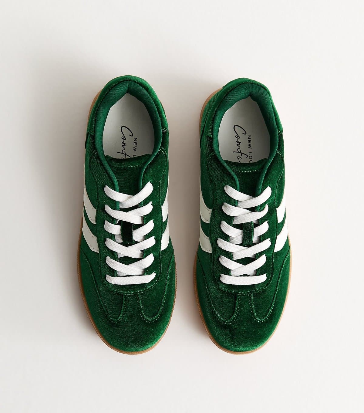 New Look Women's Green Velvet Contrast Panel Trainer New Look