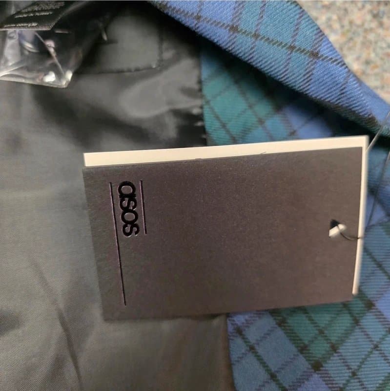 ASOS ASOS Men’s Blue Green Tartan Blazer Jacket UK 32R Slim Fit Check Smart Wedding