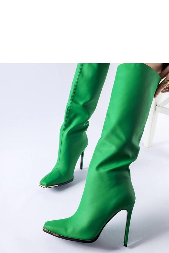 Love Lace Love Lace Women's Conjunto Square Toe Stiletto Heel Insulated Slip On Boots in Green - 3
