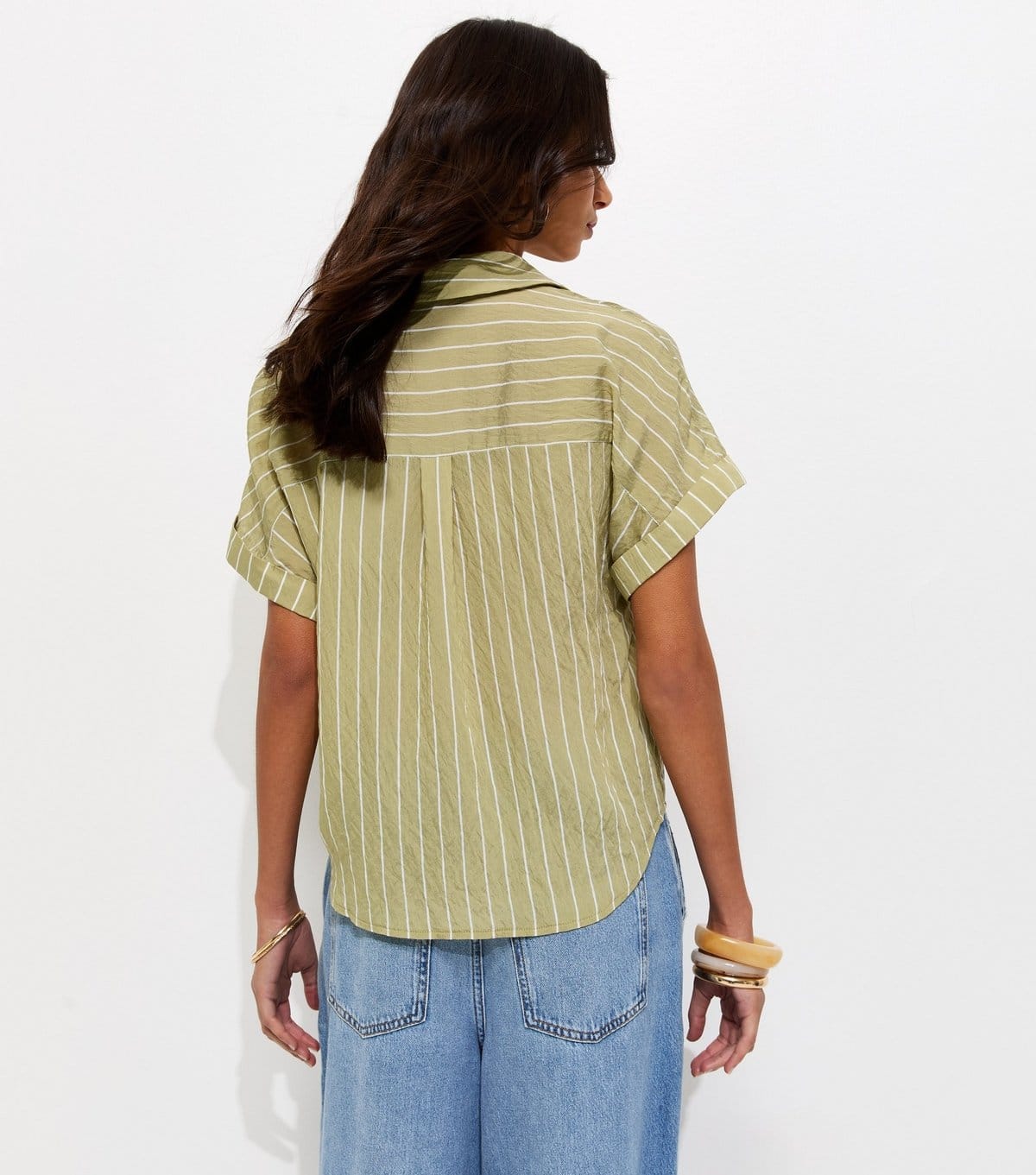 New Look Women's Green Striped Short Sleeve Shirt New Look - 4