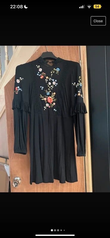 ASOS Black Embroidered Smock Dress with Open Back
