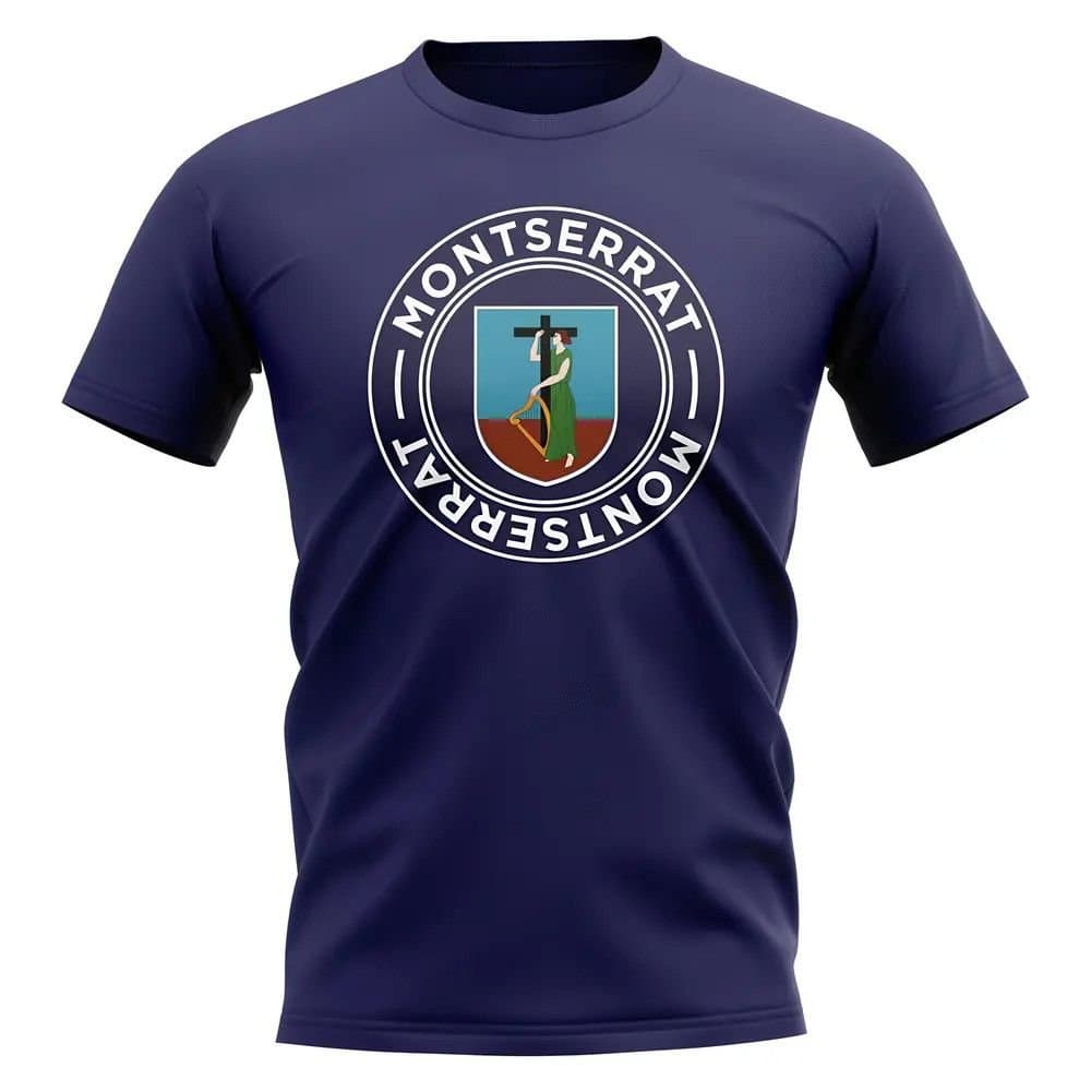 Montserrat Montserrat Men's Personalised Football Badge T-Shirt in Navy