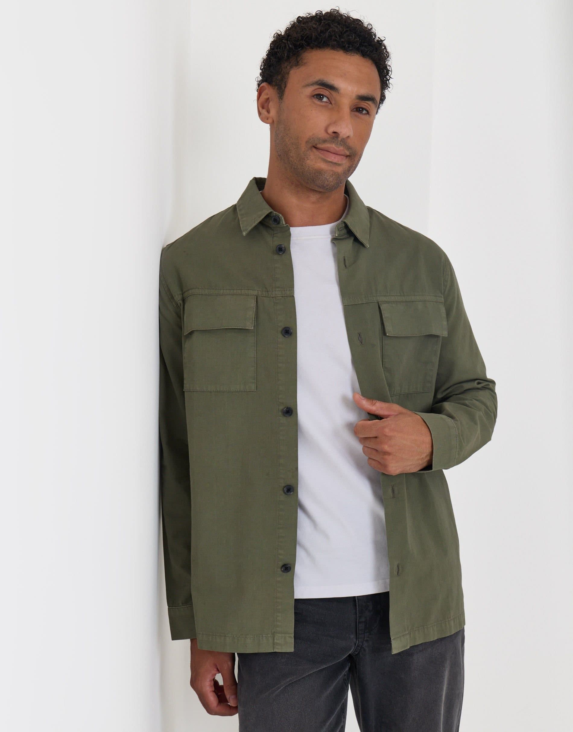 Threadbare threadbare Men's Cotton Patch Pocket Shacket in Green